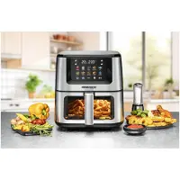 Rommelsbacher FRH 1850 Heteluchtfriteuse XXL, 7,5 liter, 10 programma's, 1570-1870 W, keramische PFAS-vrije anti-aanbaklaag, LED-touchscreen, kijkvenster met binnenverlichting