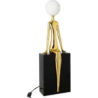 J-Line Tafellamp met zittend silhouet - stof - goud/zwart