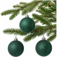 COSY&TRENDY Cosy & Trendy Kerstballen - 12x st - donkergroen - glitters - D6 cm - kunststof - kerstversiering