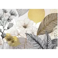 WALLARENA - Fotobehang - 400x280 cm - bloemen en bladeren in line art stijl voor woonkamer en slaapkamer