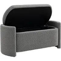 HOMCOM -Sitzbank mit Stauraum-Polyester, Eukalyptusholz-105L x 44B x 45,5H cm-Grau