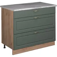 Vicco Keukenonderkast Fame-Line, Groen-Goud Landhuis/Goudkleurig Eiken, 100 cm, WB Marmer