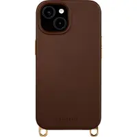 Selencia Rivièra MagSafe Backcover met afneembare haakjes voor de Apple iPhone 15 - Choco Brown