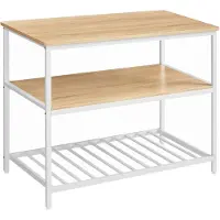 Vasagle - Keukeneiland - Keukenrek - Met Grote Werkblad - 3-Lagen Magnetronrek - Stalen Frame - Max 40 Kg