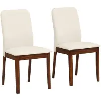 Notio Living Eetkamerstoel in PU walnoot crème Set van 2