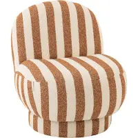J-Line poef gestreept stof camel/gebroken wit - 72 x 64 x 76 cm