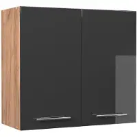 Vicco Hangkast Fame-Line, Antraciet Hoogglans/Goudkleurig Eiken, 80 cm