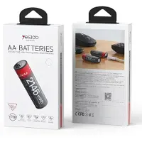Yes I Do , 4x AA Batterijen Lithium 1430mAh 1.5V 2146mWh Oplaadbaar USB-C, Zwart / Rood