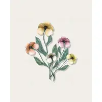 IXXI Pastel Flower Bouquet, Palmartprints - 80 x 100 cm - Gratis ophangtool - Grote wanddecoratie en posters - Illustraties, Slaapkamer, Woonkamer