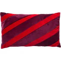 Dutch decor VEGAS - kussenhoes 30x50 cm - fluweel - gestreept - Chili Pepper - rood - met rits - zonder binnenkussen