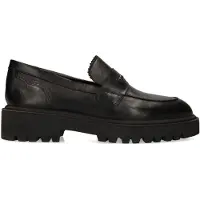 Manfield Zwarte leren loafers | Maat 40