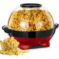 Tyr Popcorn Machine - Hetelucht Popcornmaker - Popcorn Machine zonder Olie - Zwart/Rood - 30cm x 30cm x 18cm