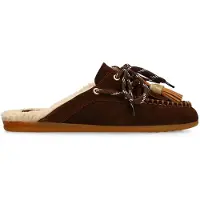 Manfield Donkerbruine suède instap loafertjes | Maat 42