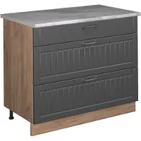 Vicco Keukenonderkast Fame-Line, Donkergrijs/Goudkleurig Eiken, 100 cm, WB Marmer