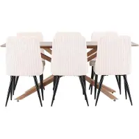 Ebuy24 Piazza eethoek eettafel mokka 6 stoelen fluweel beige.
