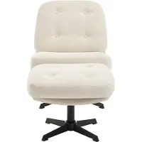 Vente-unique Fauteuil met voetenbank in gebroken wit getextureerde stof TOLOZI