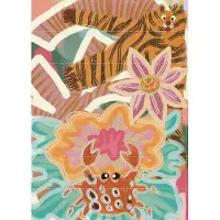 IXXI Tiger Bloom, Lotte Snoek - 100 x 140 cm - Grote wanddecoratie en posters - Collage, Speels, Fantasierijk, Abstract, Gemengde Technieken