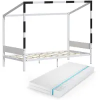 VitaliSpa Kinderbed Goal, Wit/Zwart, 90x200 met matras