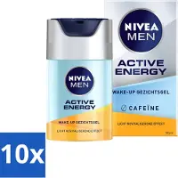 Nivea 10 x MEN - Active Energy - Wake-up Gezichtsgel met Cafeïne - 50 ml - Cafeïne - Energie - Gezichtsgel - Huidverfrissing - Droge Huid