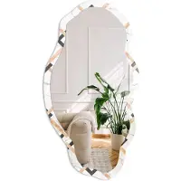 Coloray Geometrische Elegantie Spiegel - Wit Rechthoekige Spiegel Met Modern Design - Organische Spiegel - Hal, Woonkamer, Kantoor - Geometrisch - 45x90 cm - Totale afmeting 52x97 cm