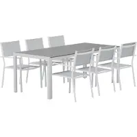 Ebuy24 Break tuinmeubelset tafel 90x200cm grijs 6 stoelen grijs.