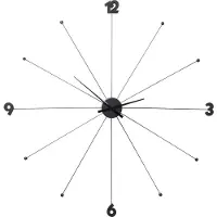 Unyqoos Stijlvolle ronde wandklok met groot formaat en chroom afwerking, zwart, 100 cm