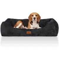 Knuffelwuff orthopädisches Hundebett Cremona aus strukturiertem Webstoff mit meliertem Charakter XXL 120 x 85cm Anthrazit