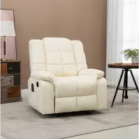 STILVORA Fauteuil 94 x 99 x 99 cm - Elektrische Massagestoel Met Verstelbare Rugleuning En Voetensteun - Voor Woonkamer - Kunstleer Crèmewit