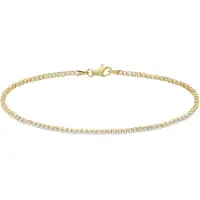 Lucardi - Dames 14 karaat tennisarmband met zirkonia - Armband - 14 Karaat Goud - Goud - 19 cm