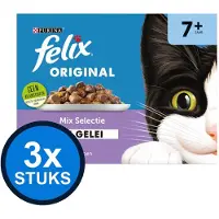 Felix 3x - Original Senior Mix Selectie in Gelei - Kattenvoer Natvoer - 12x85g