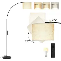 Puluomis staande lamp met afstandsbediening, vloerlamp met traploos dimbaar licht en 3 kleurtemperaturen, E27 fitting met timer en verstelbare lampenkap, zwart