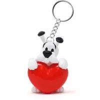 Plastoy Idefix sleutelhanger met rood hart - 6 cm