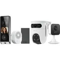 Ezviz EP8 Ultra + H1C + H9C Dual 2K – Slimme Beveiligingscamera Set – Videodeurbel, Binnen- & Buitencamera – WiFi – Nachtzicht & Bewegingsdetectie