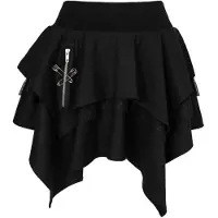 Hell Bunny - Gothic Minirok - Nadia Skirt - XS tot XXL - voor Vrouwen - zwart - Maat L