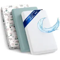 Totsy Baby Hoeslaken Kinderwagen Baby Hoeslakenset Set van 3: 60x120 cm - 2x lakenset + 1x waterdichte matrasbeschermer - Babybed Accessoires voor Kinderbedje Aanschuifbed Wiegje 60 x 120