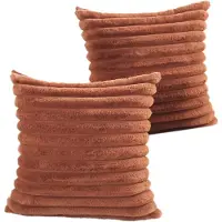 MODFU Kussenslopen 2 stuks 50x50 cm – Zachte plush – Met verborgen ritssluiting – Franjerand – Voor slaapkamer & woonkamer – Koffiebruin