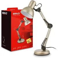 Briloner bureaulamp, verstelbaar, 22,4 x 54,6 cm, E14 fitting, max. 25W, kabel schakelaar, satijn metallic - bureaulamp voor kantoor of woonkamer