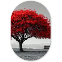 OEM Ovale wanddecoratie, 40x60 cm - Rode wandkunst - Ovaal kunstframe - Wanddecoratie - Decoratieve wandinrichting - Wandkunst voor de woonkamer - Ovaal wanddecoratie - Rood wandframe