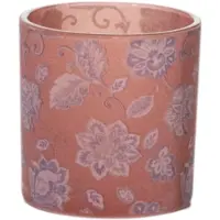 Mars & More Theelichthouder fluwelen bloemen roze medium 10cm