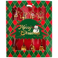 Clayre & Eef Dessert Bestek SET 4 Goudkleurig Metaal Kerst