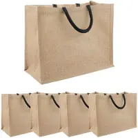 vidaXL Jute Handtassen 5 Naturel en Zwart 42 x 33 x 19 cm