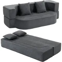 HOMCOM Sofa Bed-Polyester-190L x 80B x 60H cm-Dunkelgrau