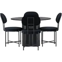 Ebuy24 Olivia eethoek eettafel zwart 4 stoelen velours zwart.