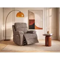 Vente-unique Elektrische relaxfauteuil met massagefunctie in taupe chenillestof KOCENI