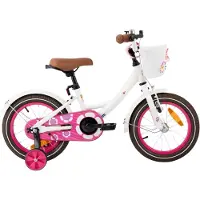 Happiq Kinderfiets 30–41 cm – Voor meisjes van 3–7 jaar voor dagelijks gebruik en spel – Met mand en stabilisatoren – Wit frame