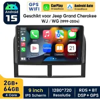 Hexinex Autoradio Geschikt Voor Jeep Grand Cherokee WJ / WG (1999- 2004) - Draadloos CarPlay, Android Auto, GPS Navi, multimediaspeler - 2GB+64GB