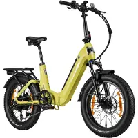 TTGO F7 Elektrische Fiets - 250W Motor - 48V15Ah Accu - 20 Inch Banden Vouwfiets - Max Snelheid 25km/u - Max Bereik 100-120 km - Shimano 7 Versnellingen - Mosterdgeel