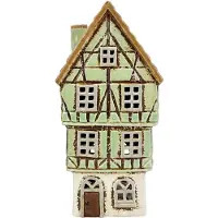 Clayre & Eef Waxinelichthouder Huis Groen Keramiek