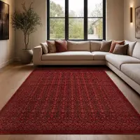 Muratap Artline herat oosters vloerkleed vintage handgeknoopte wol look- 80x150 cm