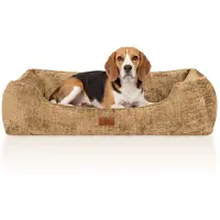 Knuffelwuff Orthopedisch hondenbed Cremona van , gemaakt van gestructureerde stof met gemêleerd karakter XL 105 x 75cm Lichtbruin